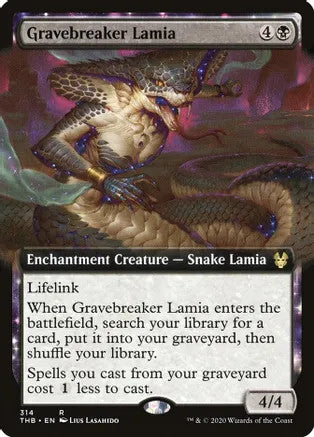 Gravebreaker Lamia [#314 Extended Art] (THB-R-FOIL) Light Play