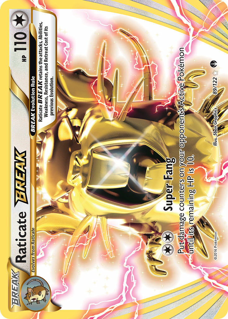 Raticate BREAK - 089/122 (BKP) Rare BREAK - Near Mint Holofoil