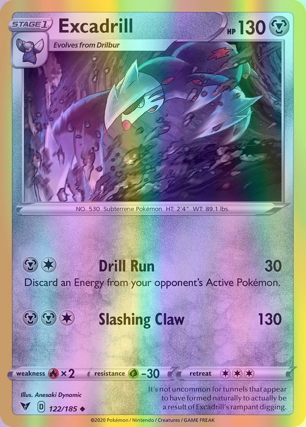 Excadrill - 122/185 (SWSH04) Uncommon - Near Mint Reverse Holofoil