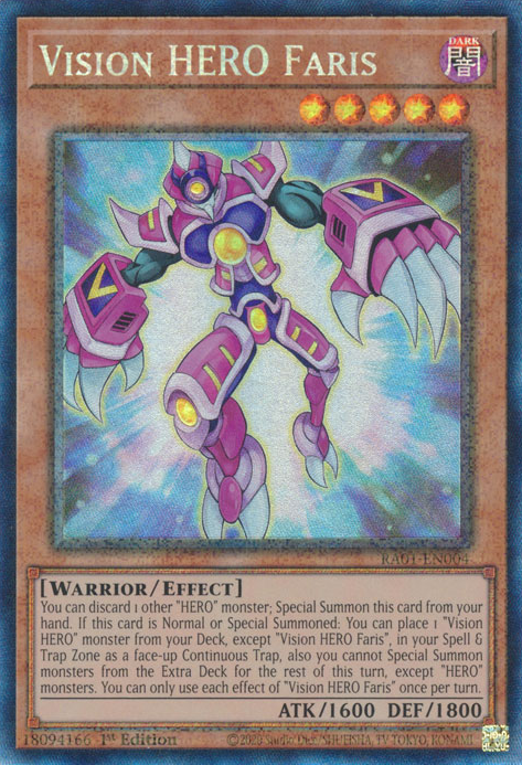 Vision HERO Faris (RA01-EN004) Prismatic Collector’s Rare - Near Mint 1st Edition