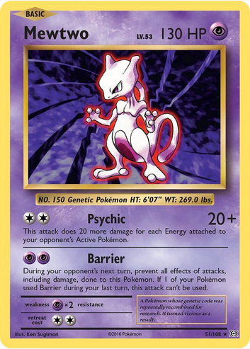 Mewtwo 051/108 (EVO) Rare - Moderate Play Reverse Holofoil