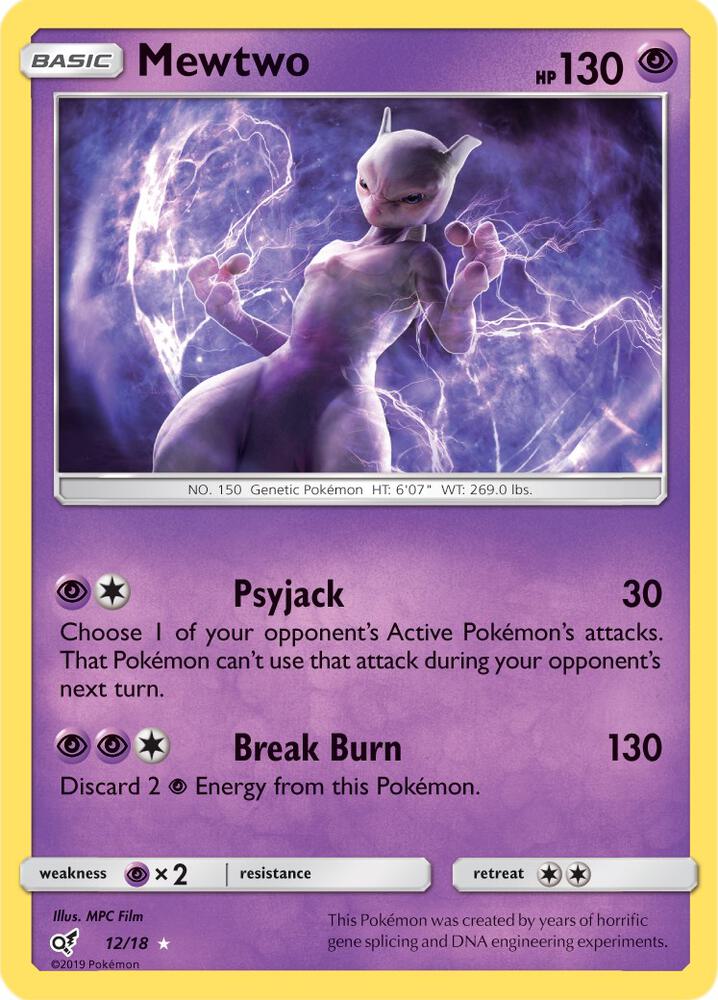 Mewtwo - 12/18 (DEP) Holo Rare - Light Play Holofoil