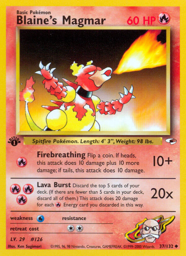 Blaine's Magmar - 37/132 (G1) Uncommon - Near Mint 1st Edition