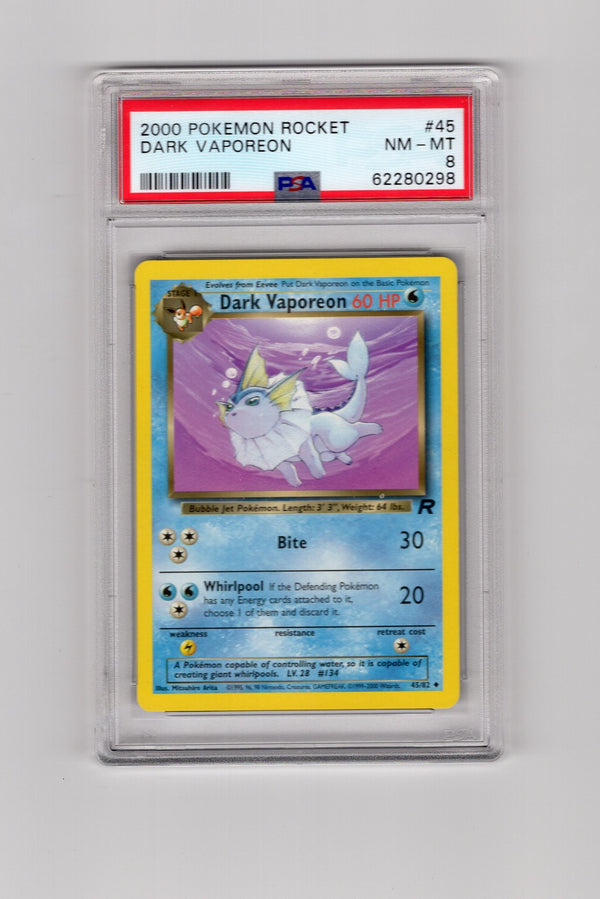 Dark Vaporeon - 45/82 (TR) Uncommon - Unlimited Near Mint (Graded - PSA 8)