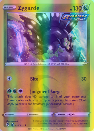 Zygarde - 118/203 (SWSH07) Holo Rare - Near Mint Reverse Holofoil