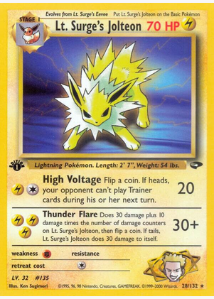 Lt. Surge's Jolteon - 028/132 (G2) Rare - Light Play Unlimited