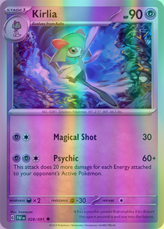 Kirlia - 028/091 (PAF) Common - Near Mint Reverse Holofoil