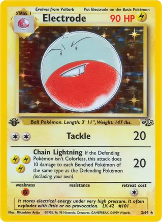 Electrode - 02/64 (JU) Holo Rare - Near Mint Unlimited Holofoil