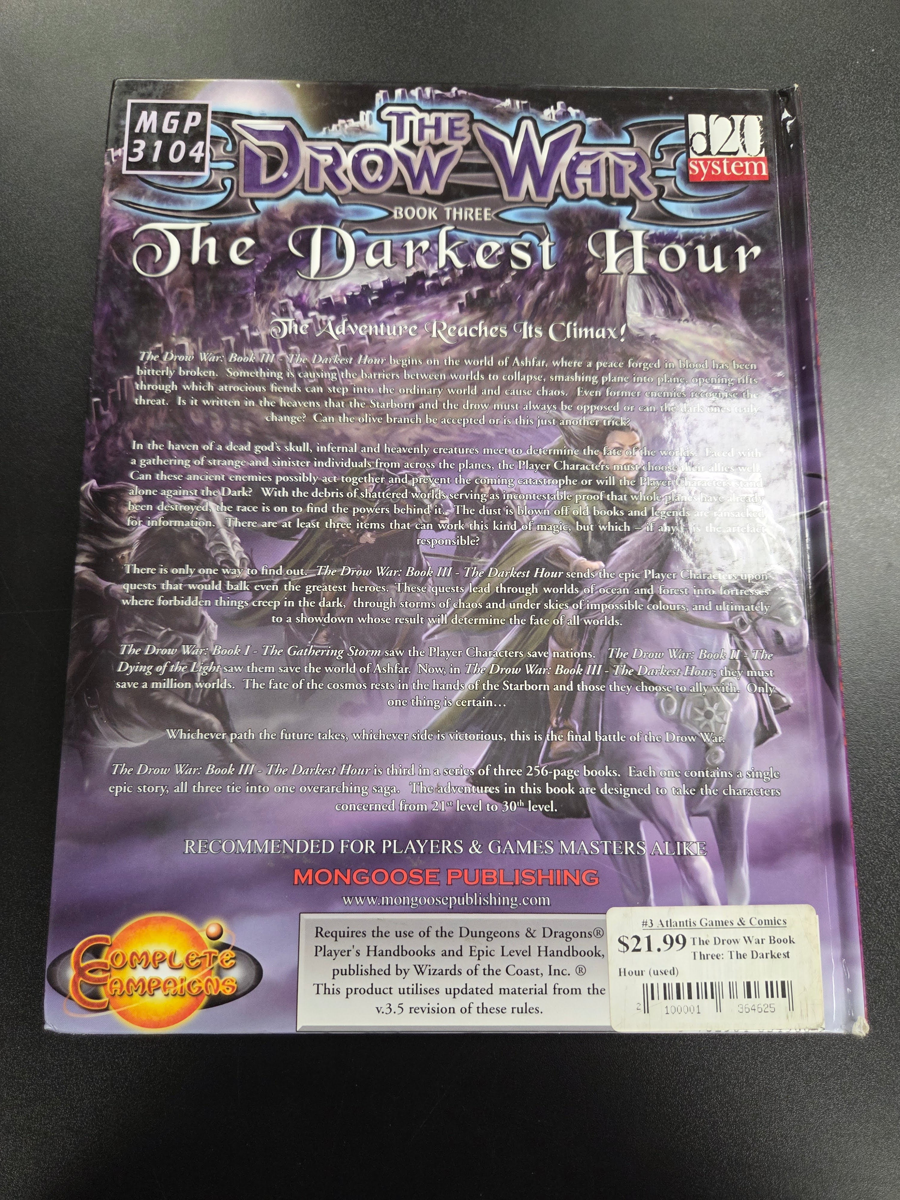 The Drow War Book Three: The Darkest Hour (used)