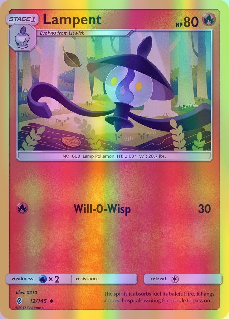 Lampent - 012/145 (SM:GRI) Uncommon - Near Mint Reverse Holofoil