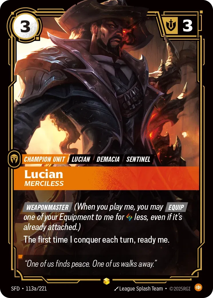 Lucian - Merciless (Alternate Art) - 113a/221 (SFD) Showcase