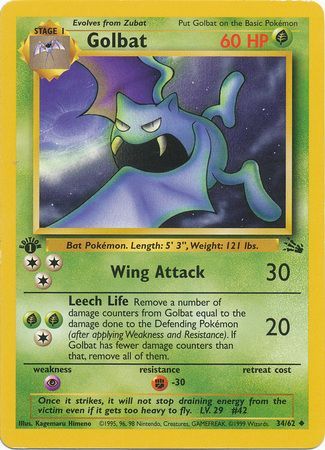 Golbat - 34/62 (FO) Uncommon - Near Mint 1st Edition