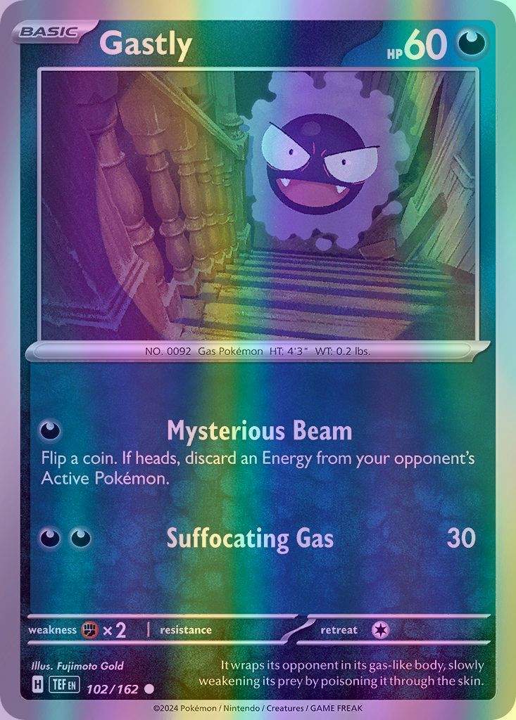 Gastly - 102/162 (TEF) Common - Near Mint Reverse Holofoil