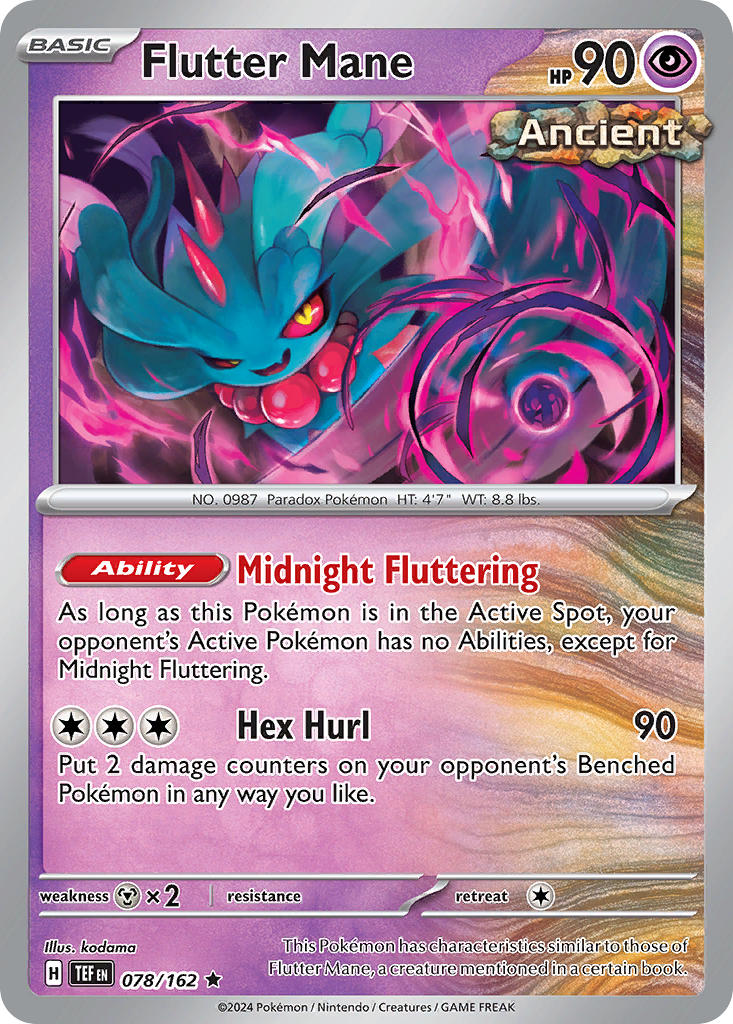 Flutter Mane - 078/162 (TEF) Rare - Near Mint Holofoil