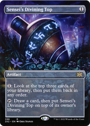 Sensei's Divining Top [#398 Alternate-Art Borderless] (2X2-R-FOIL) Light Play
