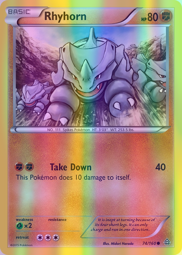 Rhyhorn - 074/160 (PRC) Common - Near Mint Reverse Holofoil