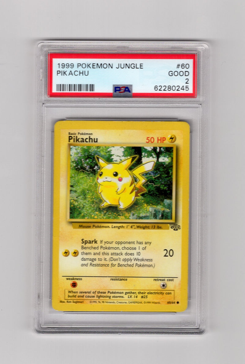 Pikachu - 60/64 (JU) Common - Unlimited Damaged (Graded - PSA 2)