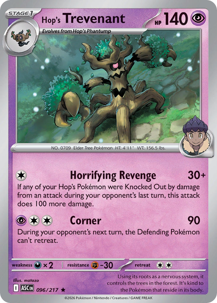 Hop's Trevenant - 096/217 (ASC) Rare