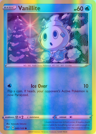 Vanillite - 045/189 (SWSH03) Common - Near Mint Reverse Holofoil