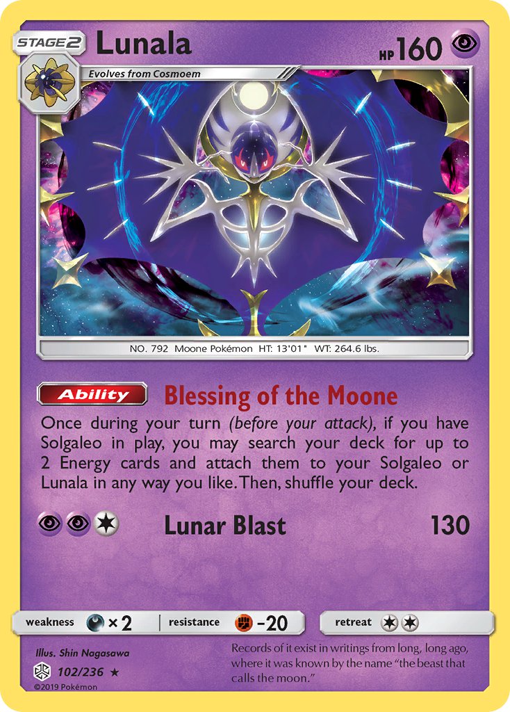 Lunala - 102/236 (CEC) Holo Rare - Near Mint Holofoil