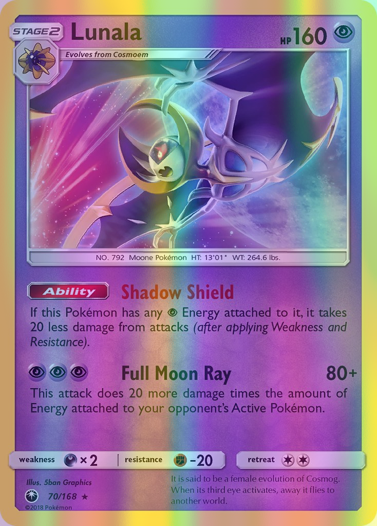Lunala - 070/168 (CES) Holo Rare - Near Mint Reverse Holofoil