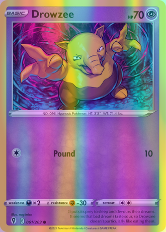 Drowzee - 061/203 (SWSH07) Common - Near Mint Reverse Holofoil