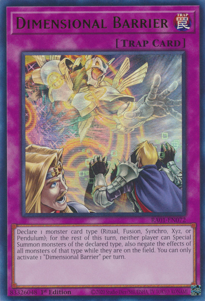 Dimensional Barrier (RA01-EN072) Prismatic Ultimate Rare - Near Mint 1st Edition