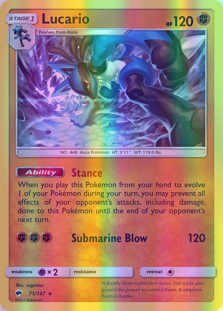 Lucario - 071/147 (SM:BUS) Holo Rare - Near Mint Reverse Holofoil