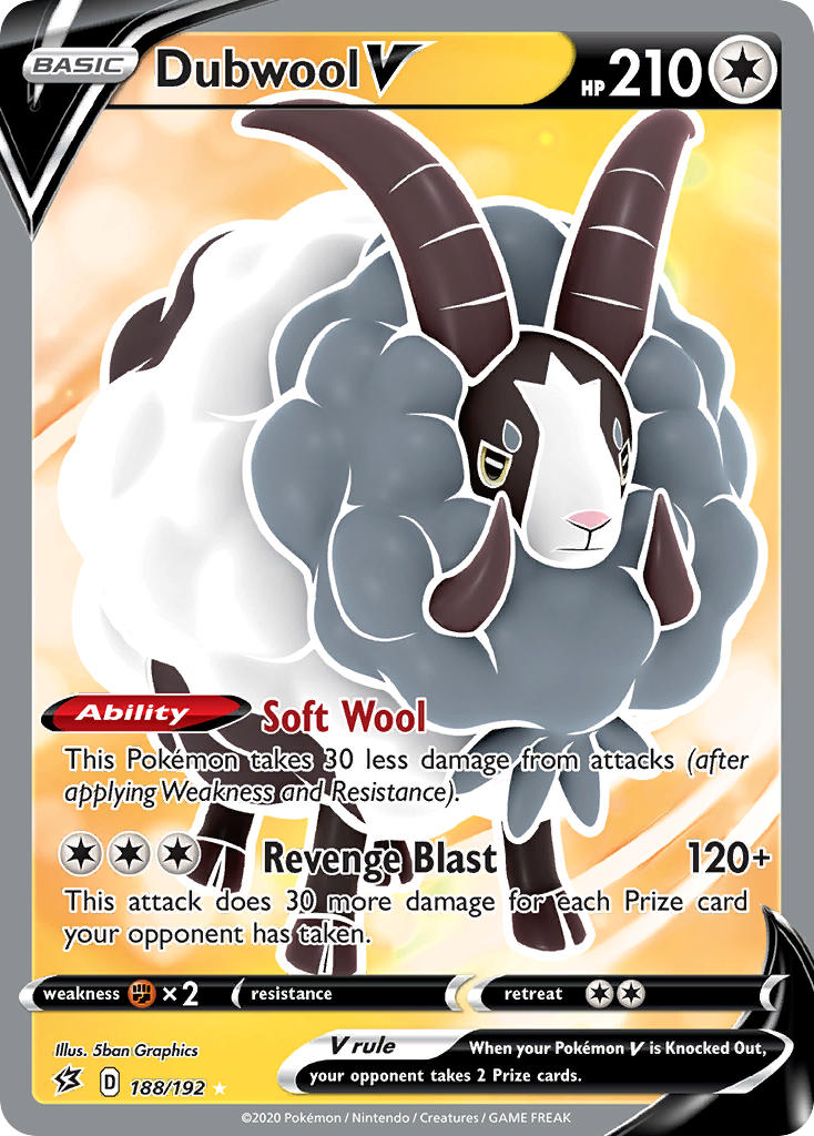 Dubwool V (Full Art) - 188/192 (SWSH02) Ultra Rare - Near Mint Holofoil