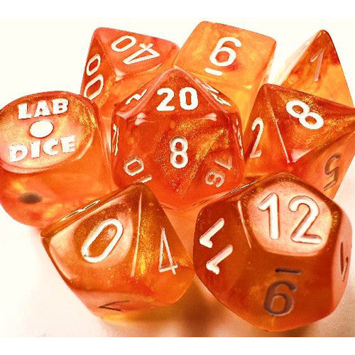 CHX30052: Borealis - Poly Set Blood Orange w/white (Luminary) (7) (Lab Dice 6)