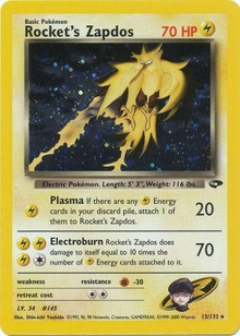 Rocket's Zapdos - 015/132 (G2) Holo Rare - Unlimited Edition Damaged Holofoil