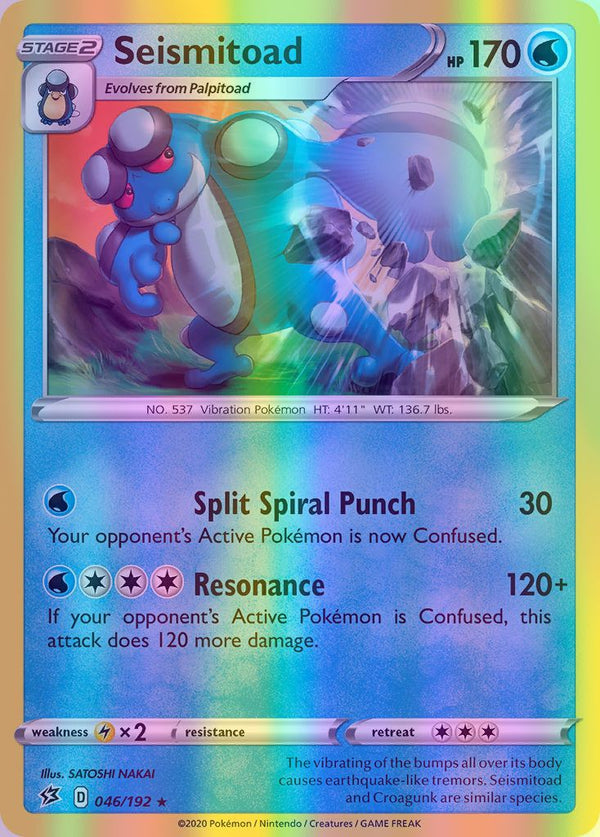 Seismitoad - 046/192 (SWSH02) Rare - Near Mint Reverse Holofoil