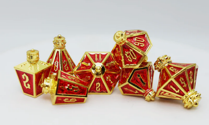 Moonlit Lantern: Golden Starfire - Metal RPG Dice Set