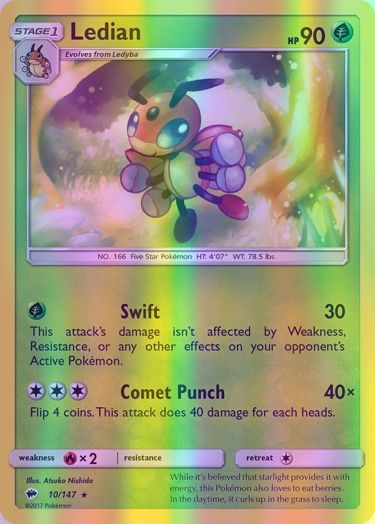 Ledian - 010/147 (SM:BUS) Rare - Near Mint Reverse Holofoil