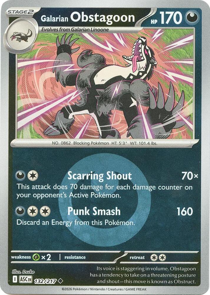 Galarian Obstagoon (Energy Symbol Pattern) - 132/217 (ASC) Uncommon