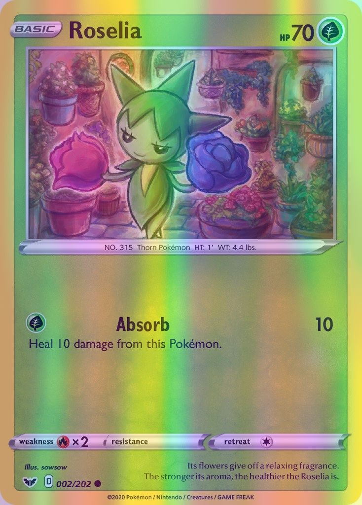 Roselia - 002/202 (SWSH01) Common - Near Mint Reverse Holofoil