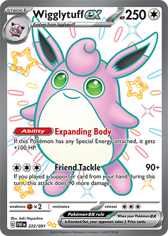 Wigglytuff ex - 222/091 (SV:PAF) Shiny Ultra Rare - Near Mint Holofoil