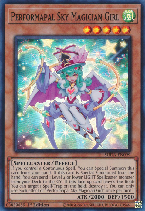 Performapal Sky Magician Girl (SUDA-EN099) Super Rare - Near Mint 1st Edition