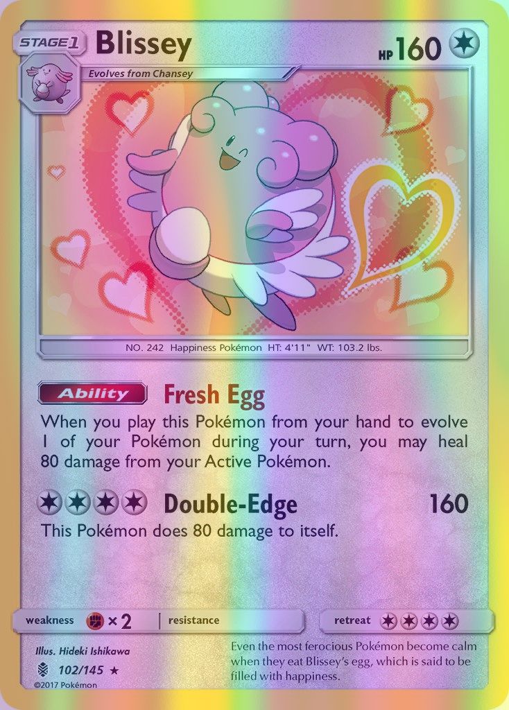 Blissey - 102/145 (SM:GRI) Holo Rare - Near Mint Reverse Holofoil