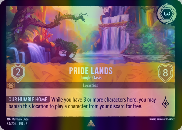 Pride Lands - Jungle Oasis (Shimmering Skies 034/204) Rare - Near Mint Cold Foil