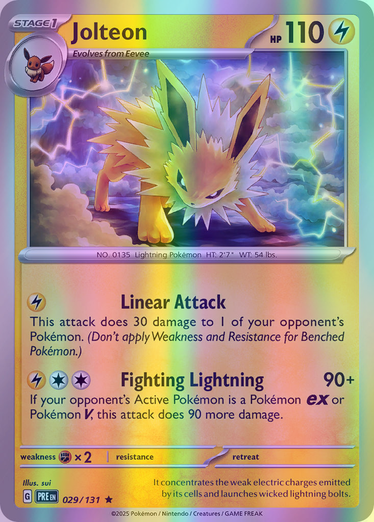 Jolteon - 029/131 (PRE) Rare - Near Mint Reverse Holofoil