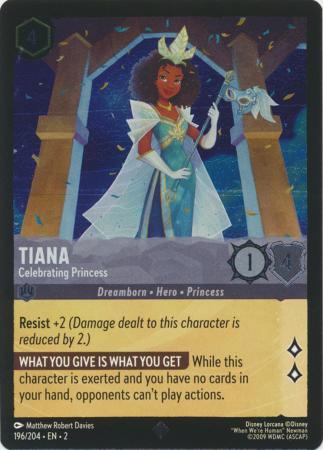Tiana - Celebrating Princess (Rise of the Floodborn 196/204) Super Rare - Near Mint Cold Foil