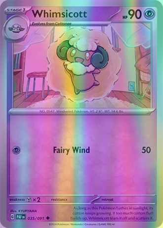 Whimsicott - 035/091 (SV:PAF) Uncommon - Near Mint Reverse Holofoil