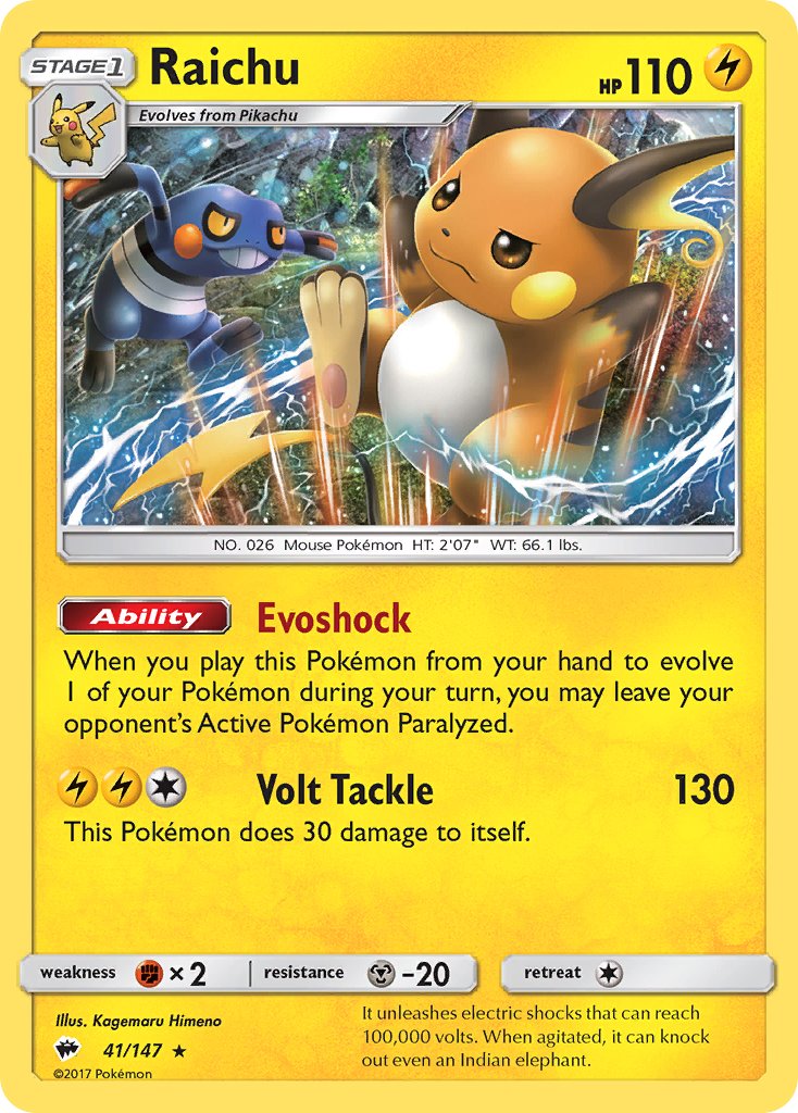 Raichu - 041/147 (SM:BUS) Holo Rare - Near Mint Holofoil