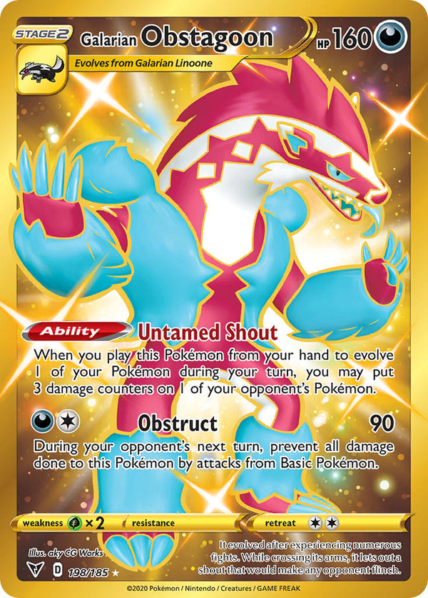 Galarian Obstagoon (Secret) - 198/185 (SWSH04) Secret Rare - Near Mint Holofoil