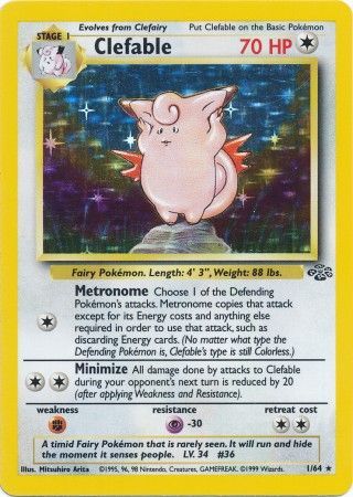 Clefable - 01/64 (JU) Holo Rare - Moderately Played Unlimited Holofoil