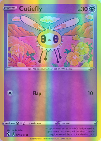 Cutiefly - 078/203 (SWSH07) Common - Near Mint Reverse Holofoil