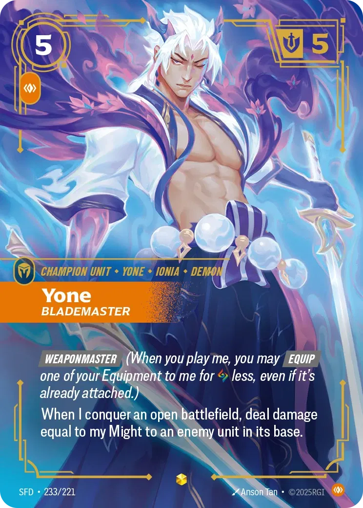 Yone - Blademaster (Overnumbered) - 233/221 (SFD) Showcase