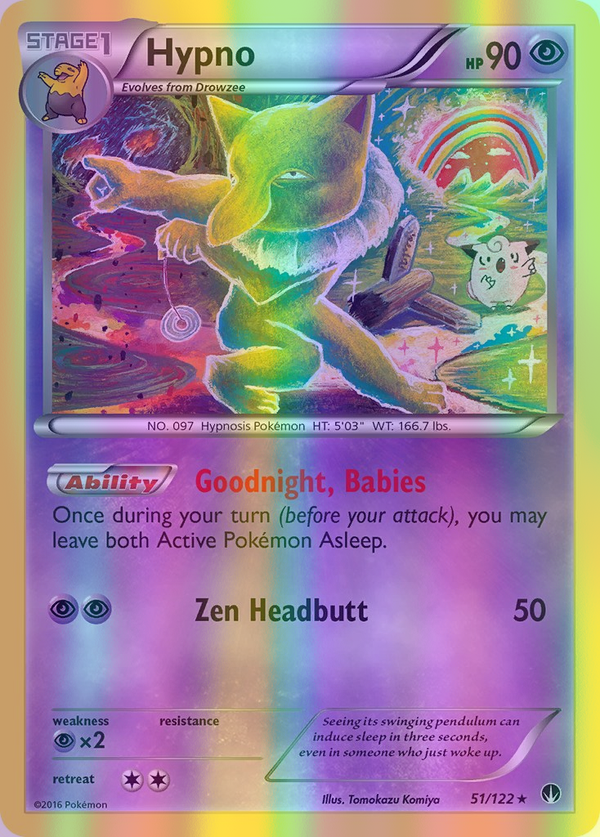 Hypno - 051/122 (BKP) Rare - Near Mint Reverse Holofoil