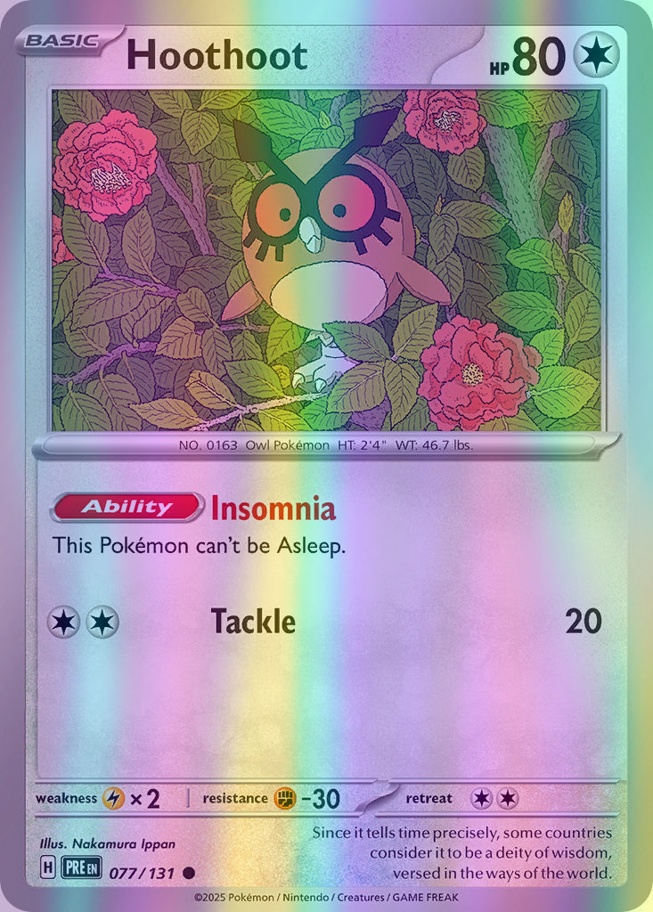 Hoothoot - 077/131 (PRE) Common - Near Mint Reverse Holofoil